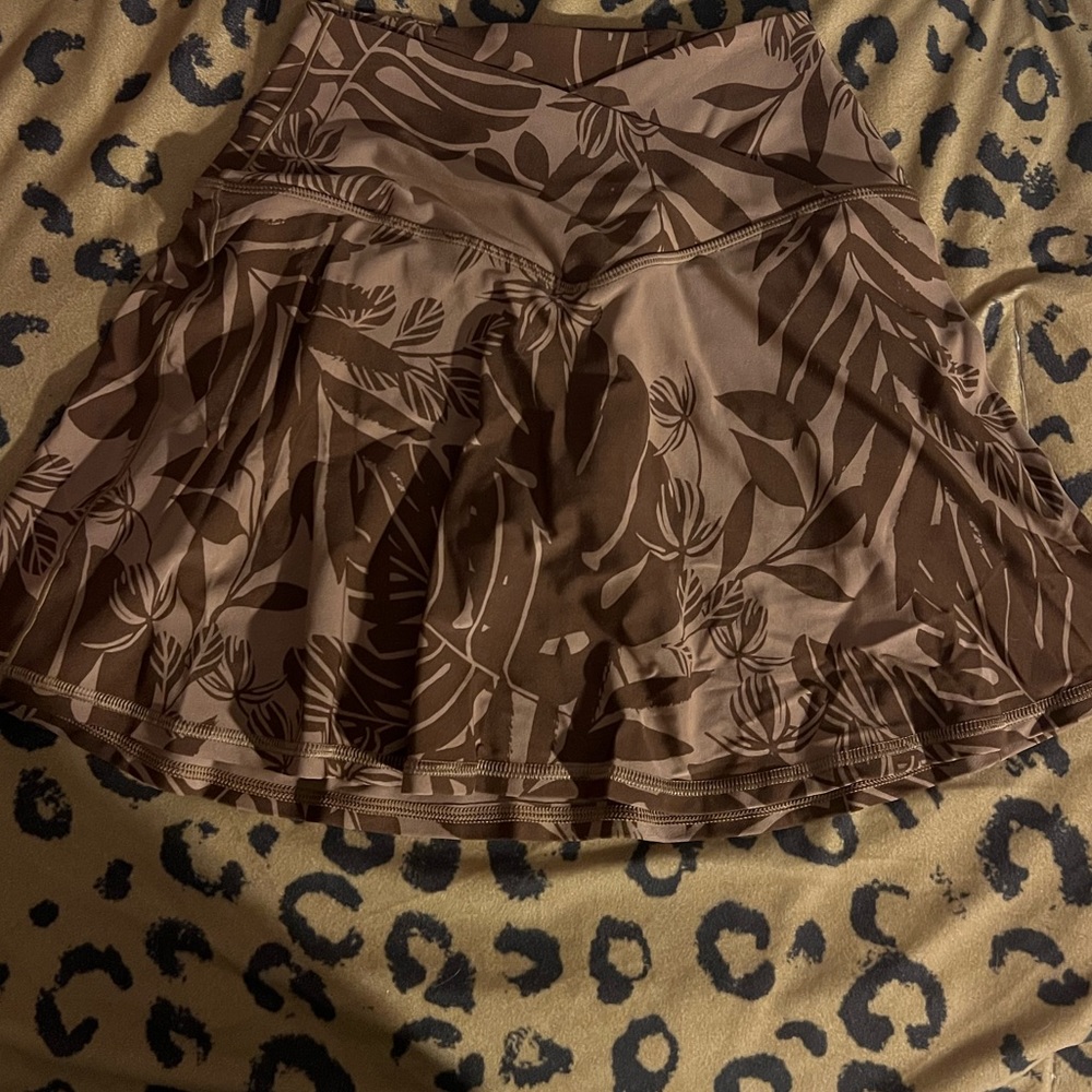 OFFLINE by Aerie Brown Floral Crossover Tennis Skirt